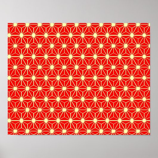rotes Sternmuster mit gelber Linie Poster (Vorne)