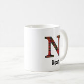 Rotes Stewart-Karo-Monogramm-N-Tasse Kaffeetasse (VorderseiteRechts)