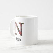 Rotes Stewart-Karo-Monogramm-N-Tasse Kaffeetasse (Vorderseite Links)