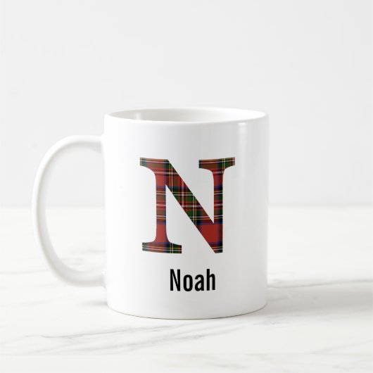 Rotes Stewart-Karo-Monogramm-N-Tasse Kaffeetasse (Links)