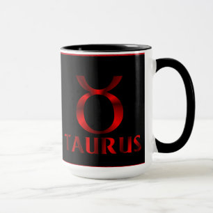 Rotes Stier-Horoskop-Symbol Tasse