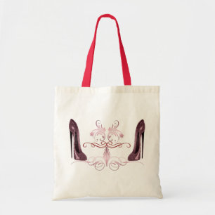 Rotes Stilett beschuht Kunst-Tasche Tragetasche