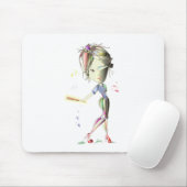 Rotes Stilett-Mädchen spielt Baseball! Kunst Mousepad (Mit Mouse)