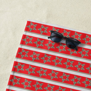 Rotes Strandhandtuch für festliche Sterne