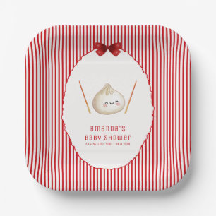 Rotes Streifen-Bogen-Asiatische-Dumpling-Baby-Part Pappteller