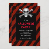 Rotes Streifen-Halloween-Party Einladung (Vorne/Hinten)