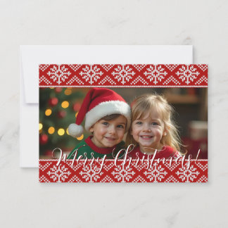 Rotes Strick-Schneeflocken-Muster-Rand Weihnachtsk Dankeskarte