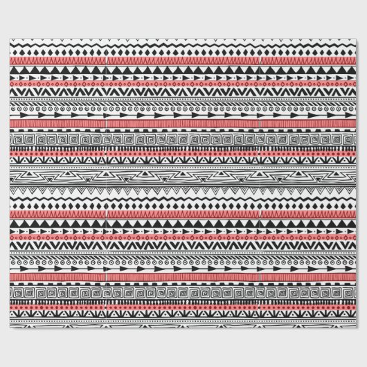 Rotes südwestliches Schwarzweiss-Muster Geschenkpapier (Flach)