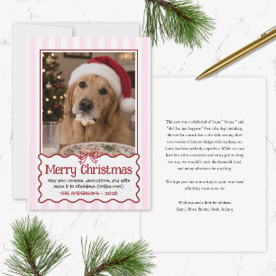 Rotes süßes Hund lustiges Weihnachtskarte Haustier Feiertagskarte