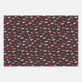 rotes süßes Katzenmuster Geschenkpapier Set (Vorderseite)