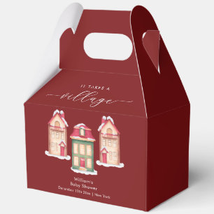 Rotes süßes Schnee-Lebkuchendorf Baby Shower Geschenkschachtel