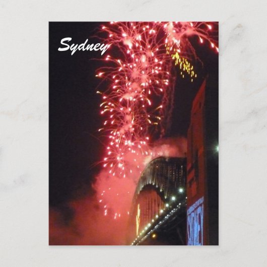 Rotes Sydney-Feuerwerk Feiertagspostkarte (Vorderseite)