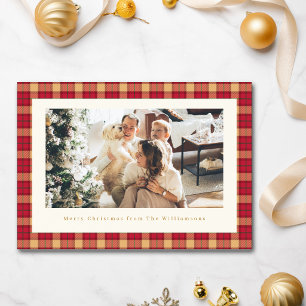 Rotes Tan klassisches Tartan Karo Foto Weihnachten