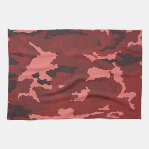Rotes Tarnmuster Rosa-Maroon-Tarnung Geschirrtuch
