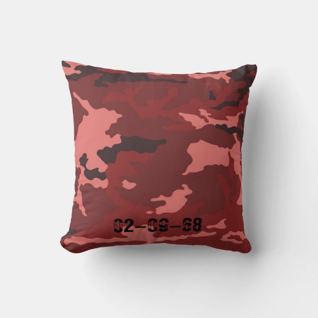 Rotes Tarnmuster Rosa-Maroon-Tarnung Kissen (Vorderseite)
