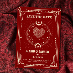 Rotes Tarot Boho mystische Mondromanze Hochzeit  Save The Date