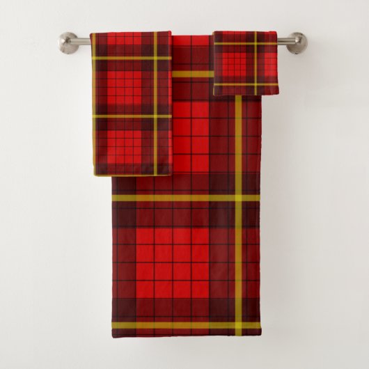 Rotes Tartan-Design Badhandtuch Set (Insitu)