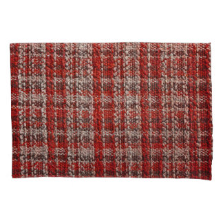 Rotes Tartan-Gewebe: Texturierter Hintergrund Kissenbezug