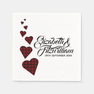 Rotes Tartan Heart Disposable Napkin Serviette