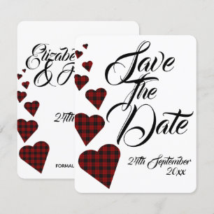 Rotes Tartan-Hochzeit - Rettet das Datum Einladung