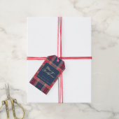Rotes Tartan Karierte Imitate Gold Elegante Geschenkanhänger (Mit Garn)
