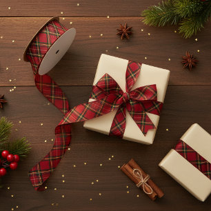 Rotes Tartan-Karo-Band – Weihnachtsgeschenkverpack Ripsband