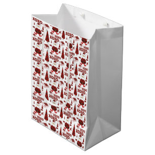 Rotes Tartan-Mode-Weihnachtsmann-Muster Mittlere Geschenktüte