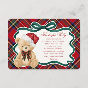 Rotes Tartan-Weihnachtsbär-Bücher für Baby-Karte Begleitkarte