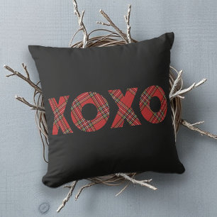 Rotes Tartan-Weihnachtsmuster Kissen
