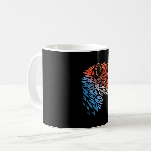 Rotes Tätowierung von Tribal-Fuchs Kaffeetasse (Vorderseite Links)