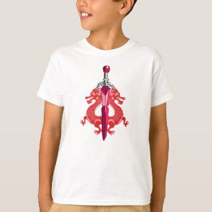 Rotes Teal-Sturm-Drachenschwert T-Shirt