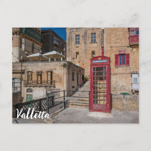 Rotes Telefonhäuschen in Valletta Malta Postkarte