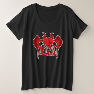 Rotes Teufel-Herz-Wesen mit weißem Umriss Große Größe T-Shirt