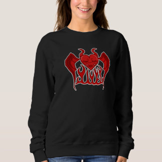 Rotes Teufel-Herz-Wesen mit weißem Umriss Sweatshirt