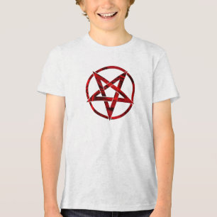 Rotes Teufel-Pentagramm Tri-Blend Shirt