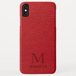 Rotes Texturiertes Leder Monogramm Personalisierte Case-Mate iPhone Hülle
