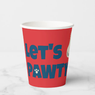 Rotes Thema Puppy Pawty Geburtstag Pappbecher