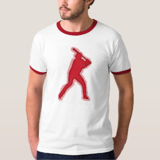 Rotes Themabaseballspieler-Wecker-Typt-stück T-Shirt