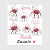 Rotes TickToc Monster - Aufkleber (Blatt)