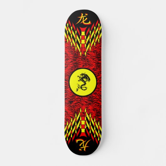 Rotes Tiger-Drache-Skateboard Skateboard (Vorderseite)