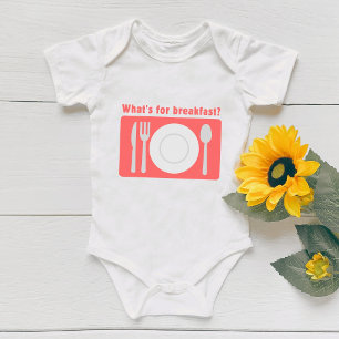 Rotes Tischset Was zum Frühstück ist Baby Strampler
