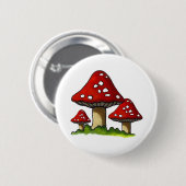 Rotes Toadtstools, Pilz: Freihändige Kunst Button (Vorne & Hinten)