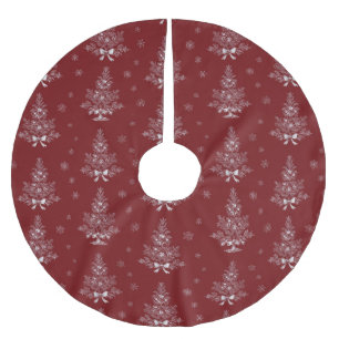 Rotes Toile-de-Jouy-Muster mit Weihnachtsgrün Polyester Weihnachtsbaumdecke