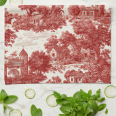 Rotes Toile-Landmotiv (8) Geschirrtuch (Gefaltet)