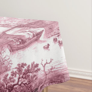 Rotes Toile-Vintage-Französisch-Idyll-Bridge-Boot Tischdecke