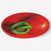 Rotes Tomatenpapier Pappteller (Schrägansicht)