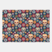 Rotes Totenkopf-Blumenmuster Geschenkpapier Set (Vorderseite 3)