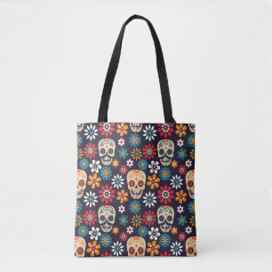 Rotes Totenkopf-Blumenmuster Tasche