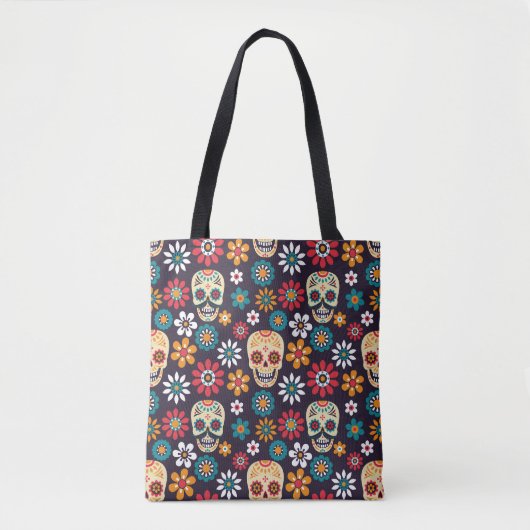 Rotes Totenkopf-Blumenmuster Tasche (Vorderseite)
