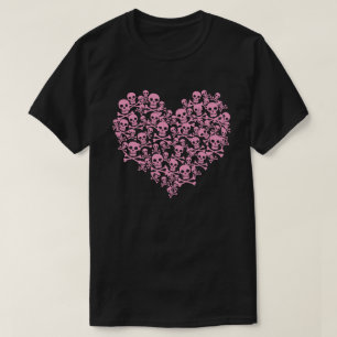 Rotes Totenkopf-Herz T-Shirt